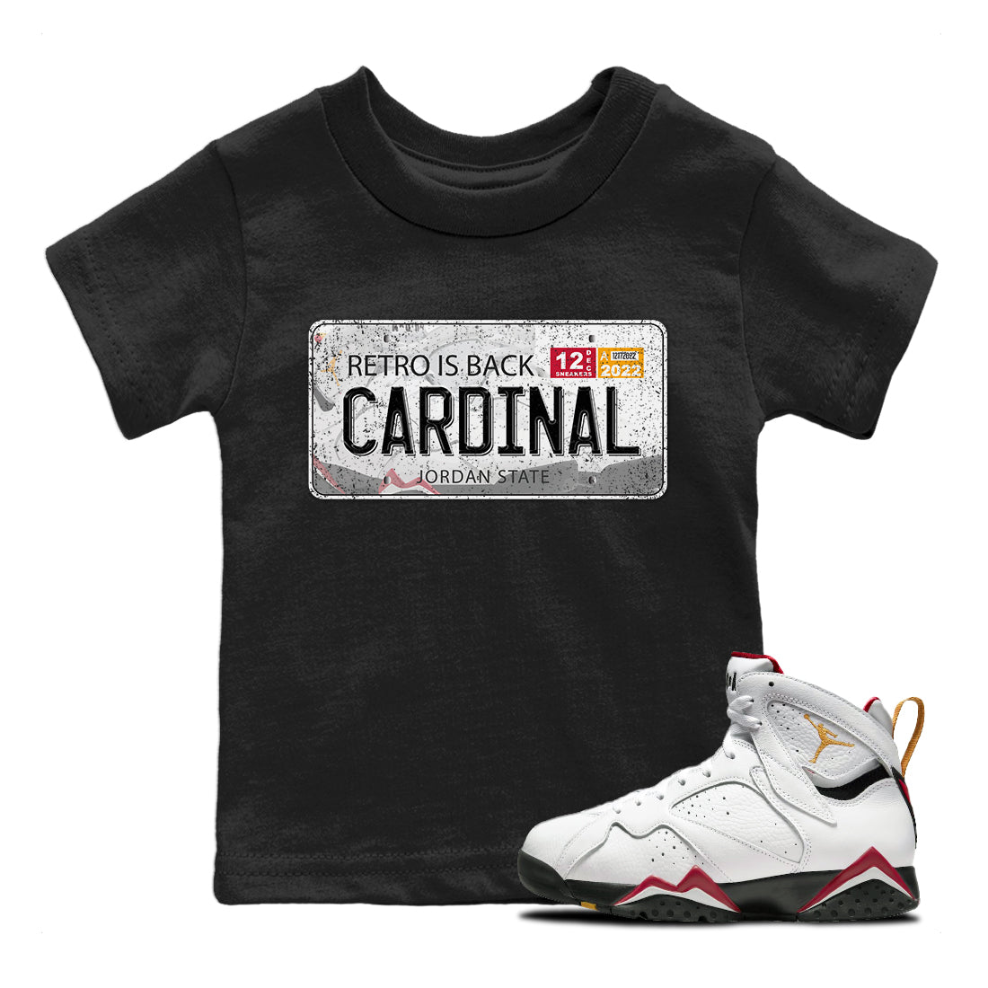 Jordan 7 Cardinal Sneaker Match Tees Jordan Plate Sneaker Tees Jordan 7 Cardinal Sneaker Release Tees Kids Shirts