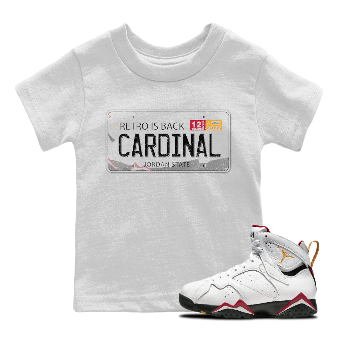 Jordan 7 Cardinal Sneaker Match Tees Jordan Plate Sneaker Tees Jordan 7 Cardinal Sneaker Release Tees Kids Shirts