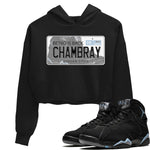 Air Jordan 7 Chambray shirt to match jordans Jordan Plate sneaker tees AJ7 Chambray SNRT Sneaker Release Tees Black 1 Crop T-Shirt