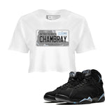 Air Jordan 7 Chambray shirt to match jordans Jordan Plate sneaker tees AJ7 Chambray SNRT Sneaker Release Tees White 1 Crop T-Shirt