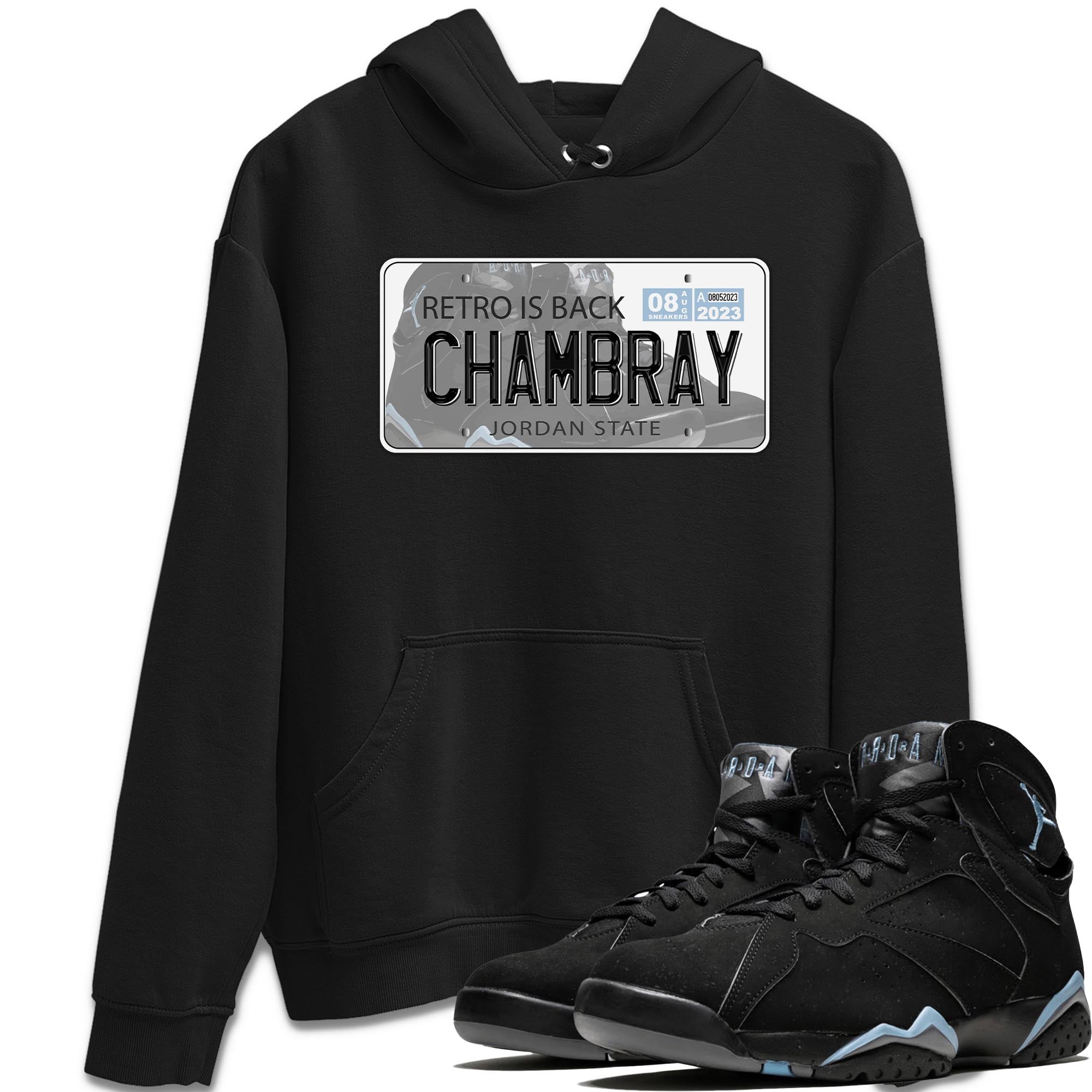 Air Jordan 7 Chambray shirt to match jordans Jordan Plate sneaker tees AJ7 Chambray SNRT Sneaker Release Tees Unisex Black 1 T-Shirt