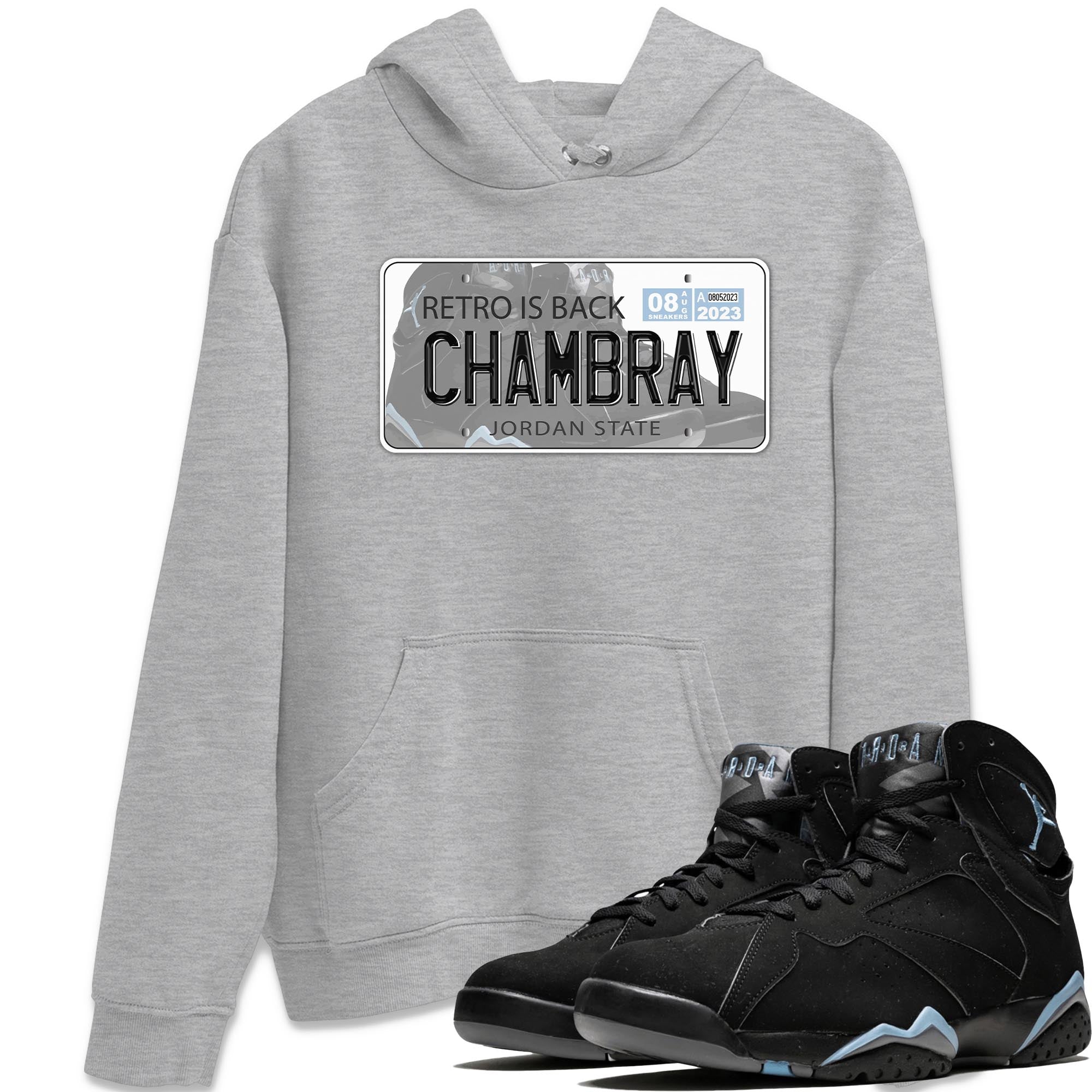 Air Jordan 7 Chambray shirt to match jordans Jordan Plate sneaker tees AJ7 Chambray SNRT Sneaker Release Tees Unisex Heather Grey 1 T-Shirt