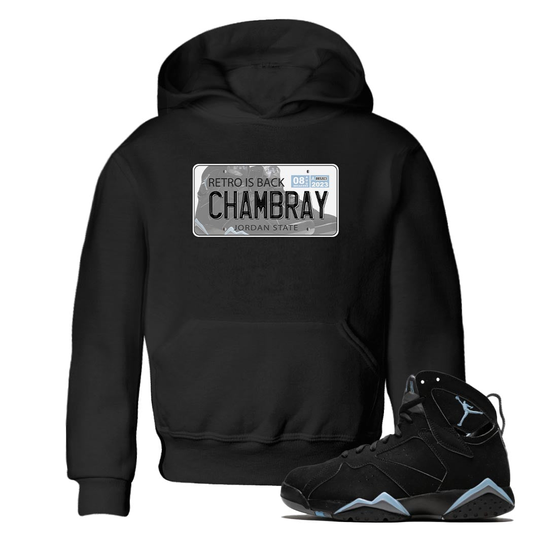 Air Jordan 7 Chambray shirt to match jordans Jordan Plate sneaker tees AJ7 Chambray SNRT Sneaker Release Tees Baby Toddler Black 1 T-Shirt