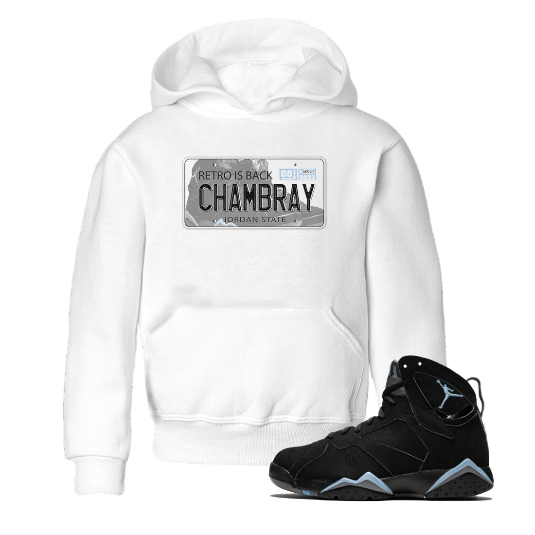Air Jordan 7 Chambray shirt to match jordans Jordan Plate sneaker tees AJ7 Chambray SNRT Sneaker Release Tees Baby Toddler White 1 T-Shirt