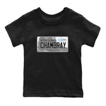 Air Jordan 7 Chambray shirt to match jordans Jordan Plate sneaker tees AJ7 Chambray SNRT Sneaker Release Tees Baby Toddler Black 2 T-Shirt