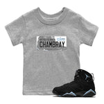 Air Jordan 7 Chambray shirt to match jordans Jordan Plate sneaker tees AJ7 Chambray SNRT Sneaker Release Tees Baby Toddler Heather Grey 1 T-Shirt