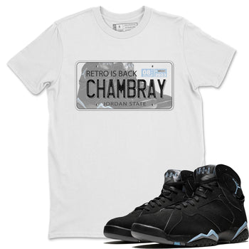 Air Jordan 7 Chambray shirt to match jordans Jordan Plate sneaker tees AJ7 Chambray SNRT Sneaker Release Tees Unisex White 1 T-Shirt