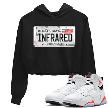 Air Jordan 7 White Infrared shirt to match jordans Jordan Plate sneaker tees White Infrared 7s SNRT Sneaker Release Tees Black 1 Crop T-Shirt