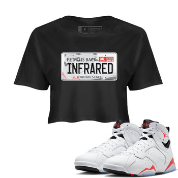 Air Jordan 7 White Infrared shirt to match jordans Jordan Plate sneaker tees White Infrared 7s SNRT Sneaker Release Tees Black 1 Crop T-Shirt