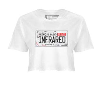 Air Jordan 7 White Infrared shirt to match jordans Jordan Plate sneaker tees White Infrared 7s SNRT Sneaker Release Tees White 2 Crop T-Shirt