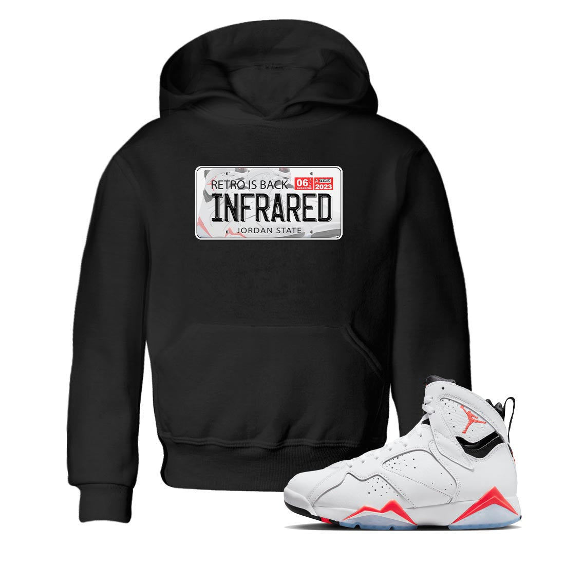 Air Jordan 7 White Infrared shirt to match jordans Jordan Plate sneaker tees White Infrared 7s SNRT Sneaker Release Tees Baby Toddler Black 1 T-Shirt