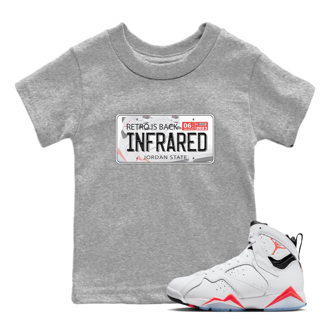 Air Jordan 7 White Infrared | Jordan Plate Kids T-Shirt | SNRT 