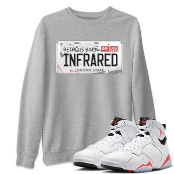 Air Jordan 7 White Infrared shirt to match jordans Jordan Plate sneaker tees White Infrared 7s SNRT Sneaker Release Tees Unisex Heather Grey 1 T-Shirt