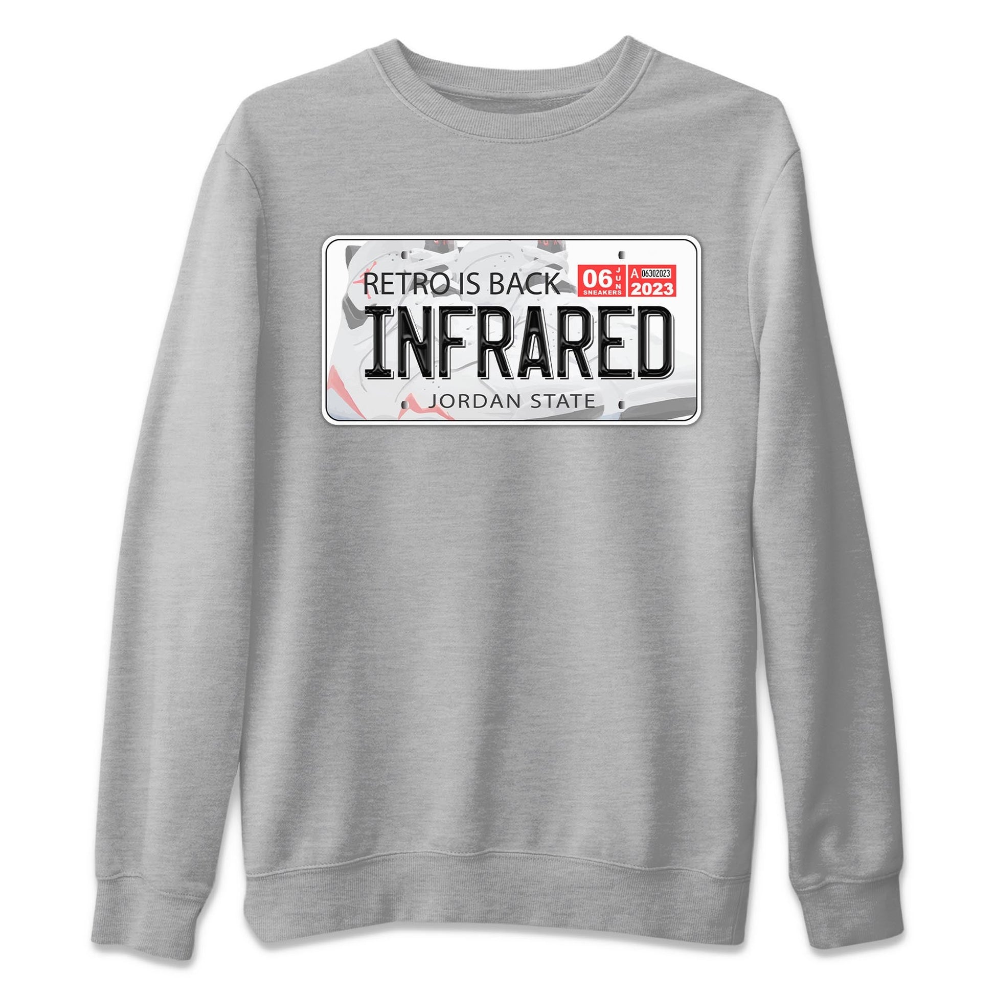 Air Jordan 7 White Infrared shirt to match jordans Jordan Plate sneaker tees White Infrared 7s SNRT Sneaker Release Tees Unisex Heather Grey 2 T-Shirt