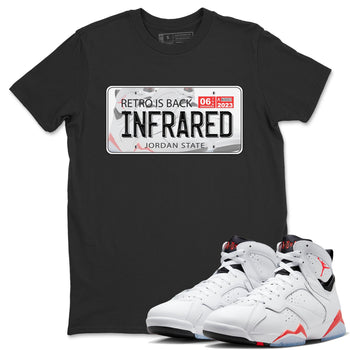 Air Jordan 7 White Infrared shirt to match jordans Jordan Plate sneaker tees White Infrared 7s SNRT Sneaker Release Tees Unisex Black 1 T-Shirt