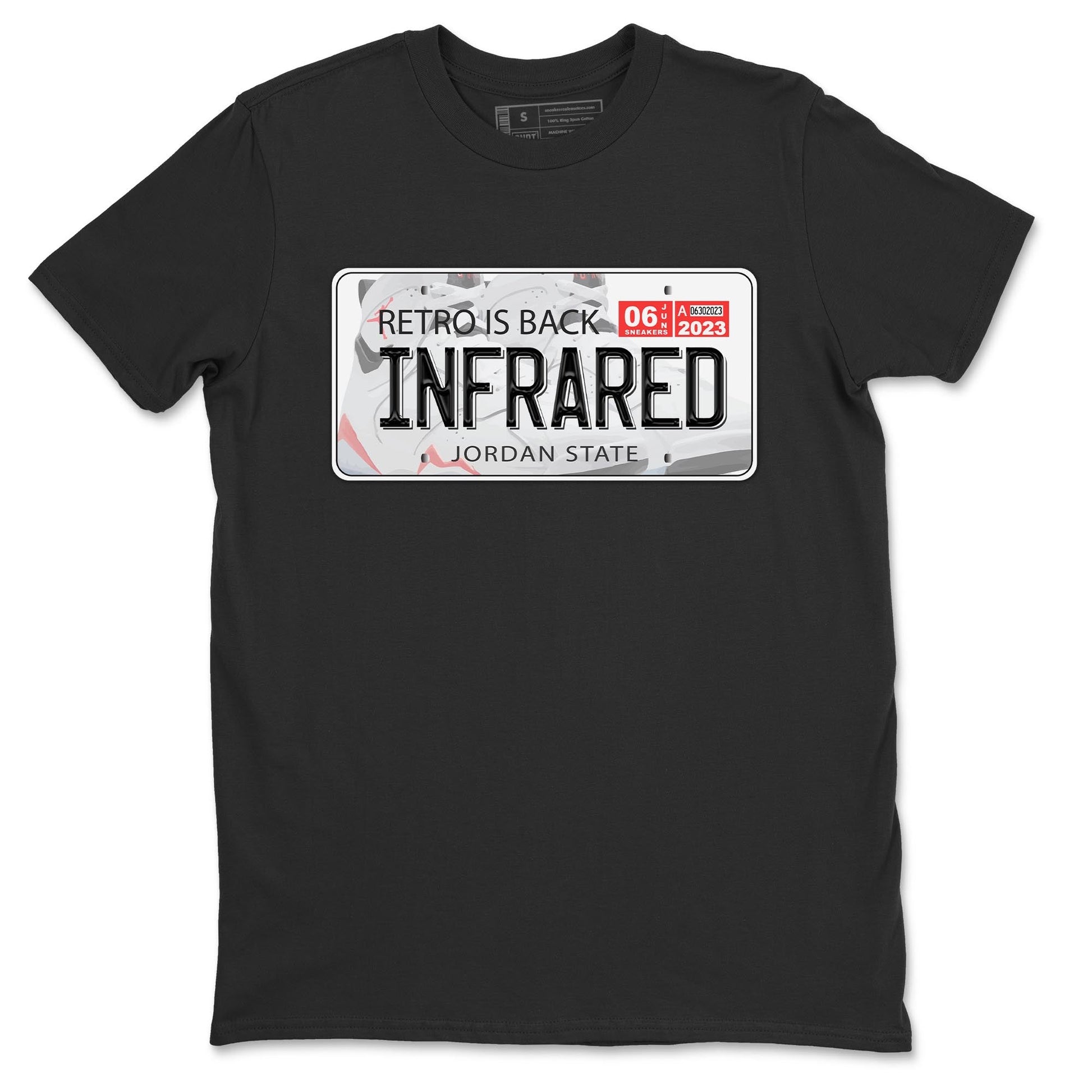 Air Jordan 7 White Infrared shirt to match jordans Jordan Plate sneaker tees White Infrared 7s SNRT Sneaker Release Tees Unisex Black 2 T-Shirt