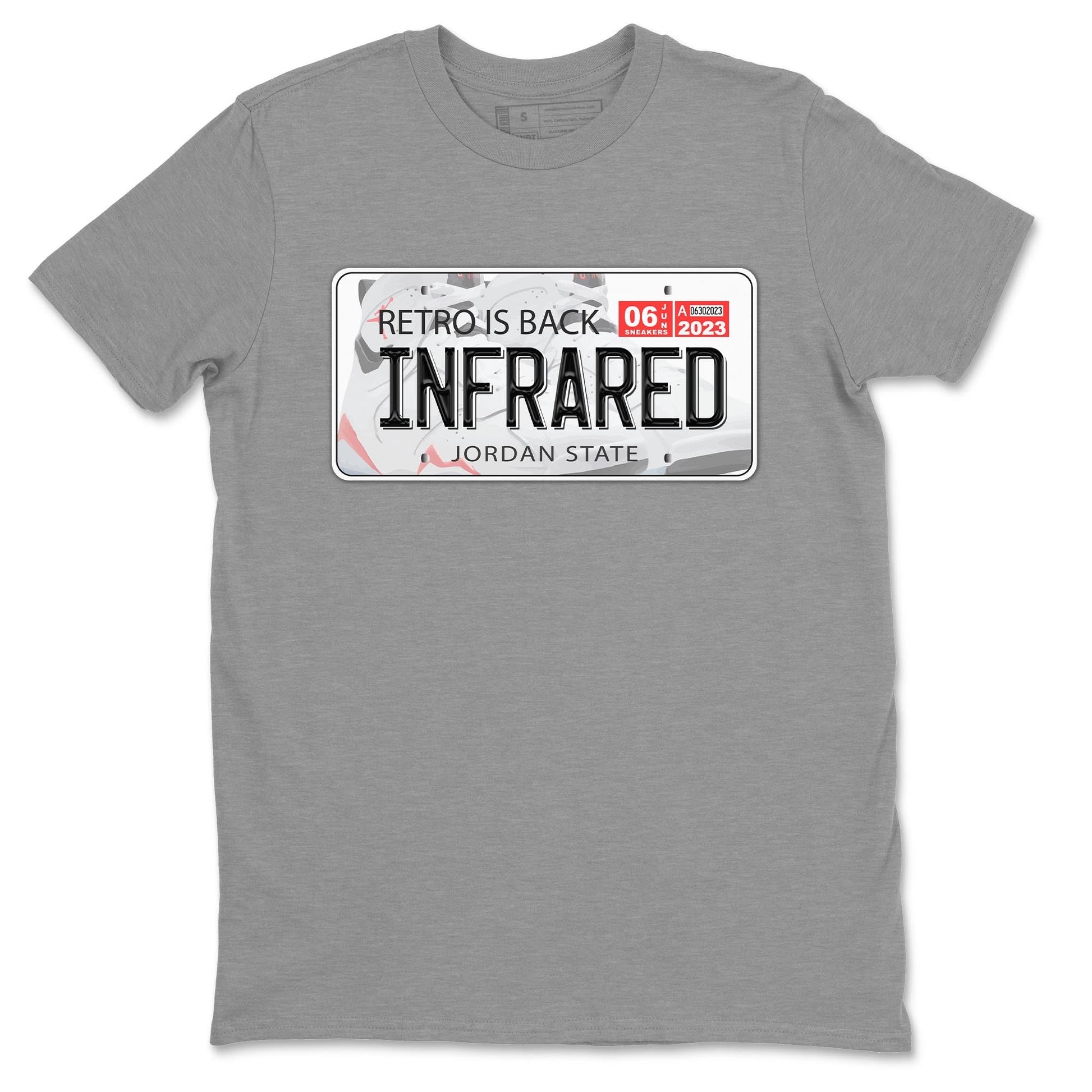 Air Jordan 7 White Infrared shirt to match jordans Jordan Plate sneaker tees White Infrared 7s SNRT Sneaker Release Tees Unisex Heather Grey 2 T-Shirt