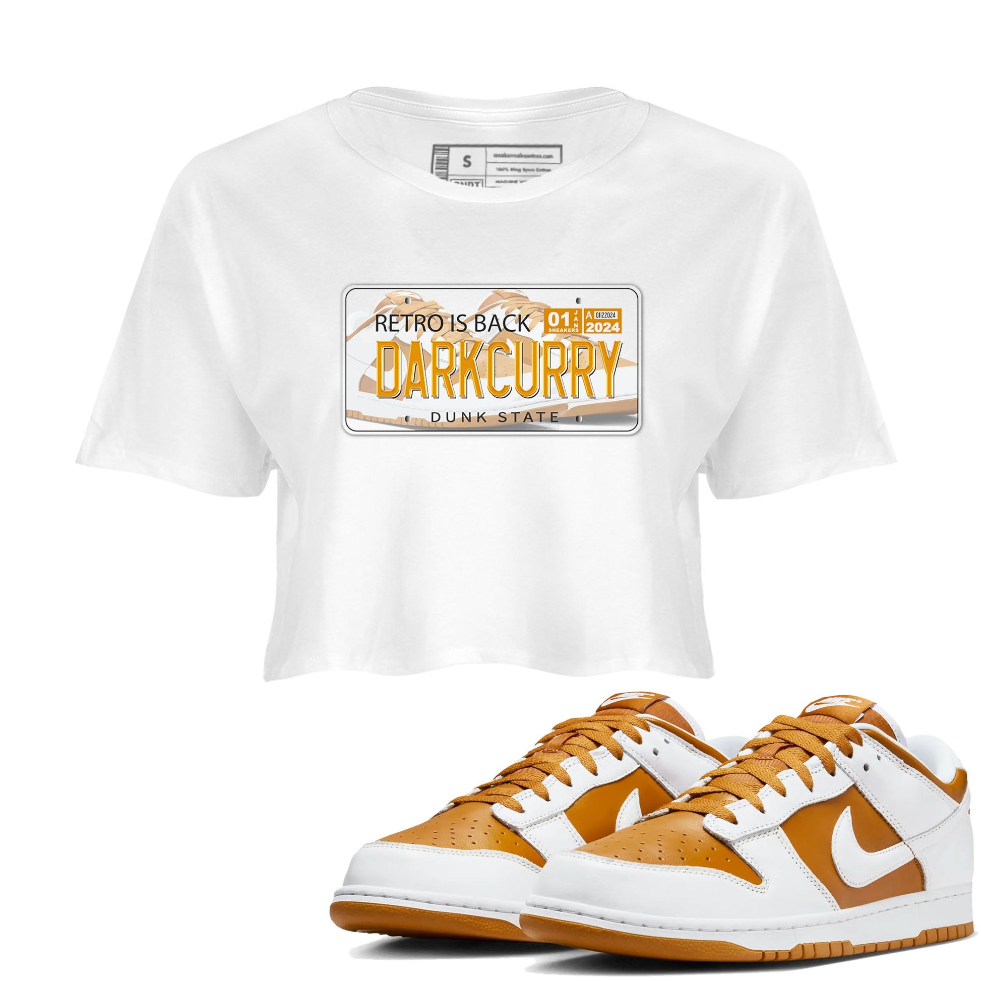 Jordan plate sneaker match tees to Dark Curry Reverse Curry street fashion brand for shirts to match Jordans SNRT Sneaker Tees Dunk Dark Curry unisex t-shirt White 1 crop shirt