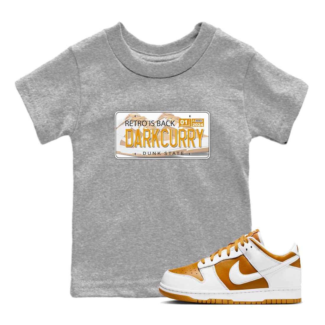 Jordan plate sneaker match tees to Dark Curry Reverse Curry street fashion brand for shirts to match Jordans SNRT Sneaker Tees Dunk Dark Curry unisex t-shirt Heather Grey 1 youth shirt