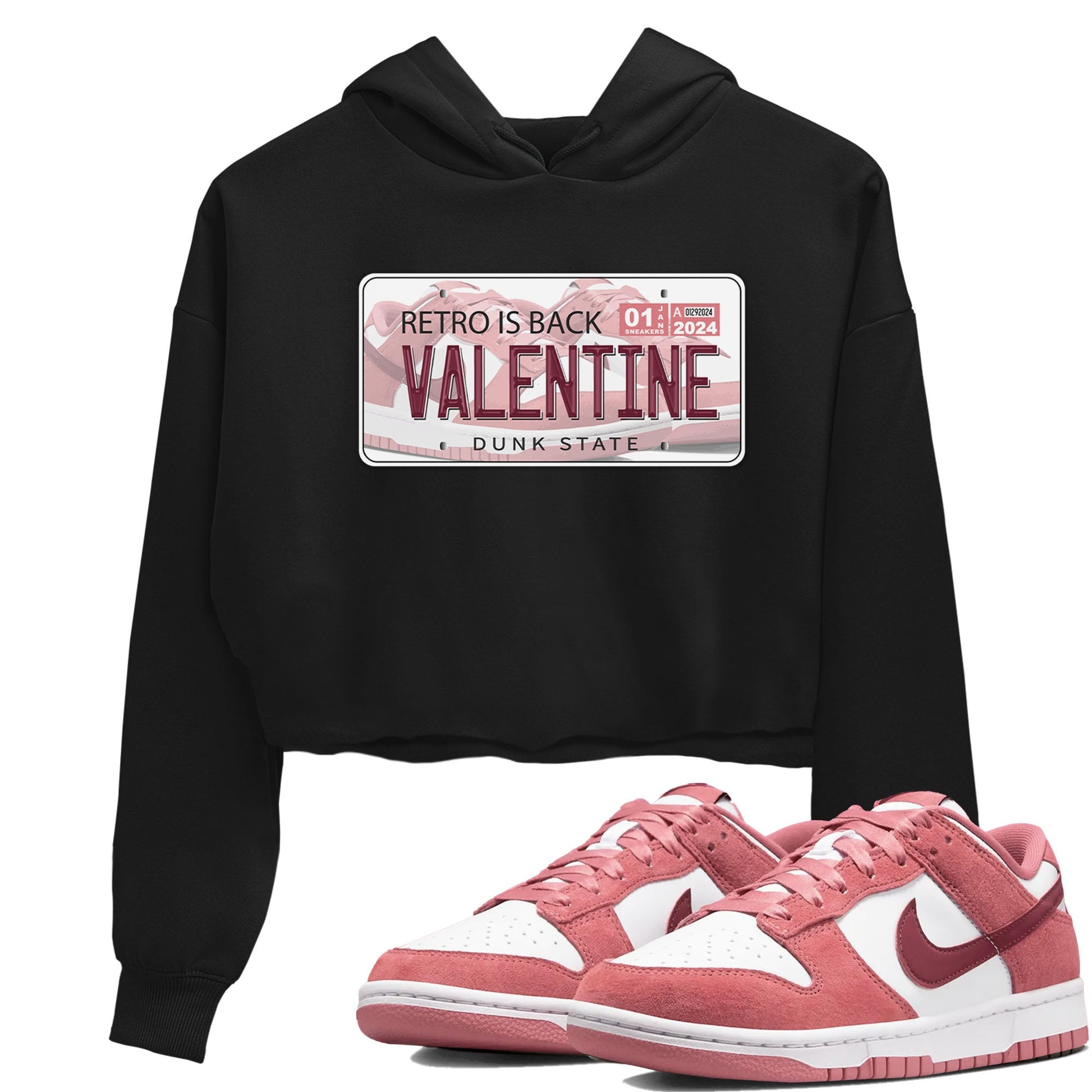 Dunk Valentine's Day shirt to match jordans Jordan Plate sneaker tees Dunks Valentine's Day SNRT sneaker Release Tees Black 1 crop length shirt