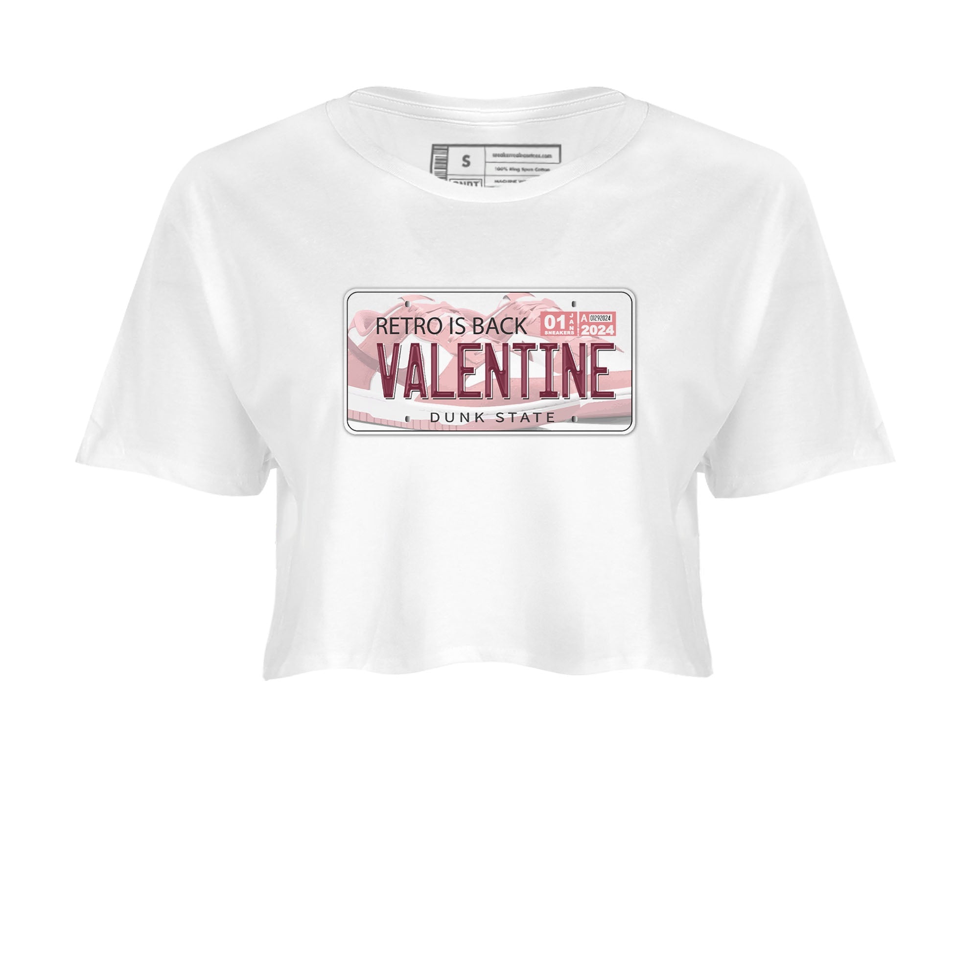 Dunk Valentine's Day shirt to match jordans Jordan Plate sneaker tees Dunks Valentine's Day SNRT sneaker Release Tees White 2 crop length shirt