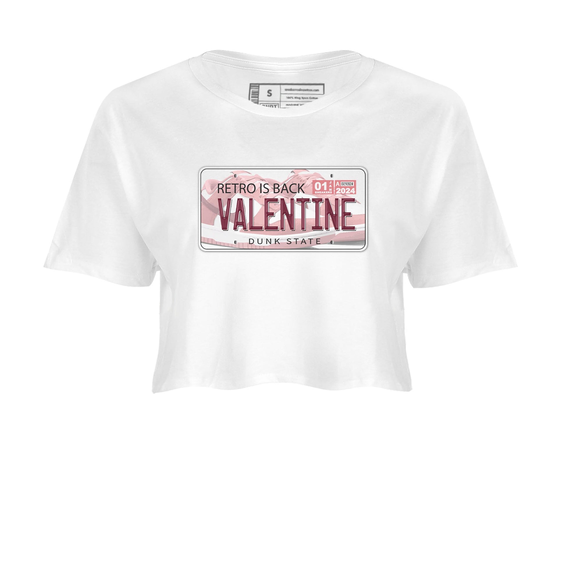 Dunk Valentine's Day shirt to match jordans Jordan Plate sneaker tees Dunks Valentine's Day SNRT sneaker Release Tees White 2 crop length shirt