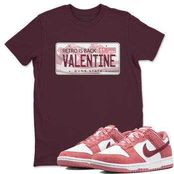 Dunk Valentine's Day shirt to match jordans Jordan Plate sneaker tees Dunks Valentine's Day SNRT sneaker Release Tees unisex cotton Maroon 1 crew neck shirt
