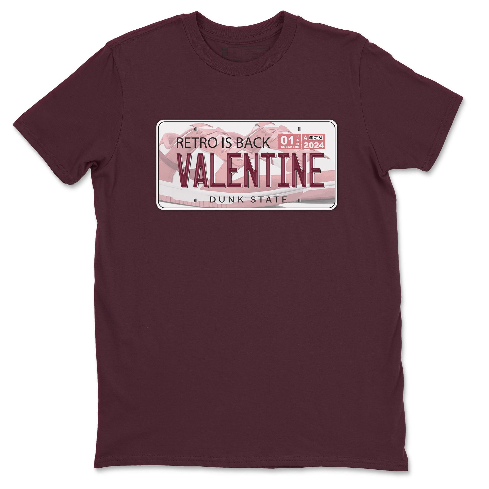 Dunk Valentine's Day shirt to match jordans Jordan Plate sneaker tees Dunks Valentine's Day SNRT sneaker Release Tees unisex cotton Maroon 2 crew neck shirt