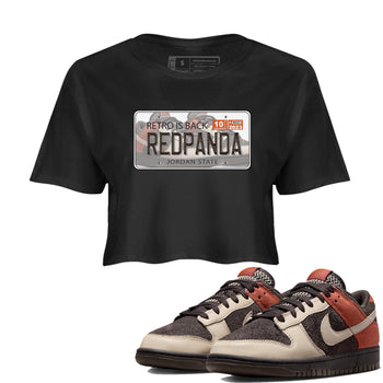 Nike Low Dunk Red Panda shirt to match jordans Jordan Plate sneaker tees Nike Dunk Red Panda SNRT Sneaker Tees Black 1 Crop T-Shirt