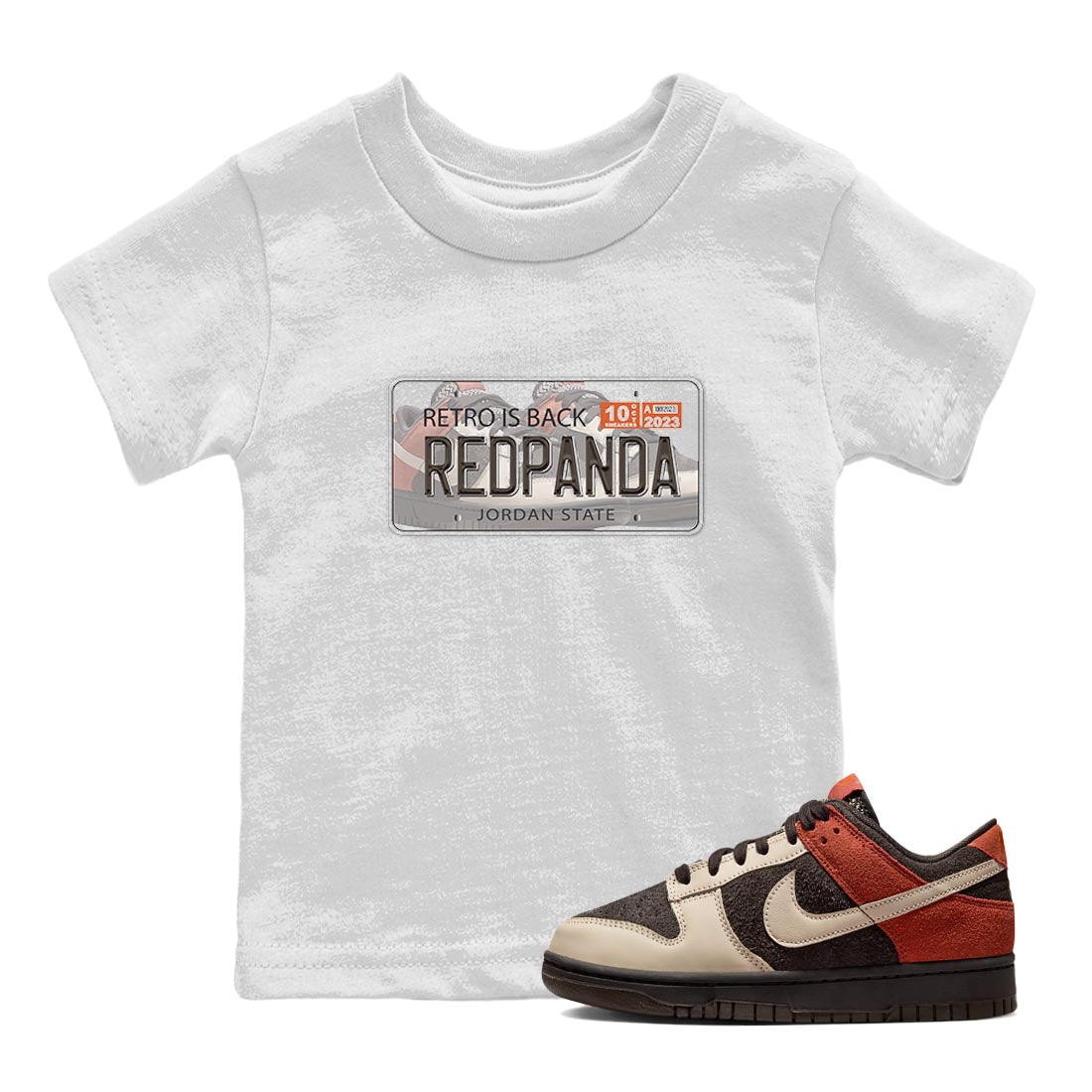 Nike Low Dunk Red Panda shirt to match jordans Jordan Plate sneaker tees Nike Dunk Red Panda SNRT Sneaker Tees Baby Toddler White 1 T-Shirt