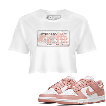 Nike Dunks Low Rose Whisper shirt to match jordans Jordan Plate sneaker tees Nike Dunk Rose Whisper SNRT Sneaker Release Tees White 1 Crop T-Shirt