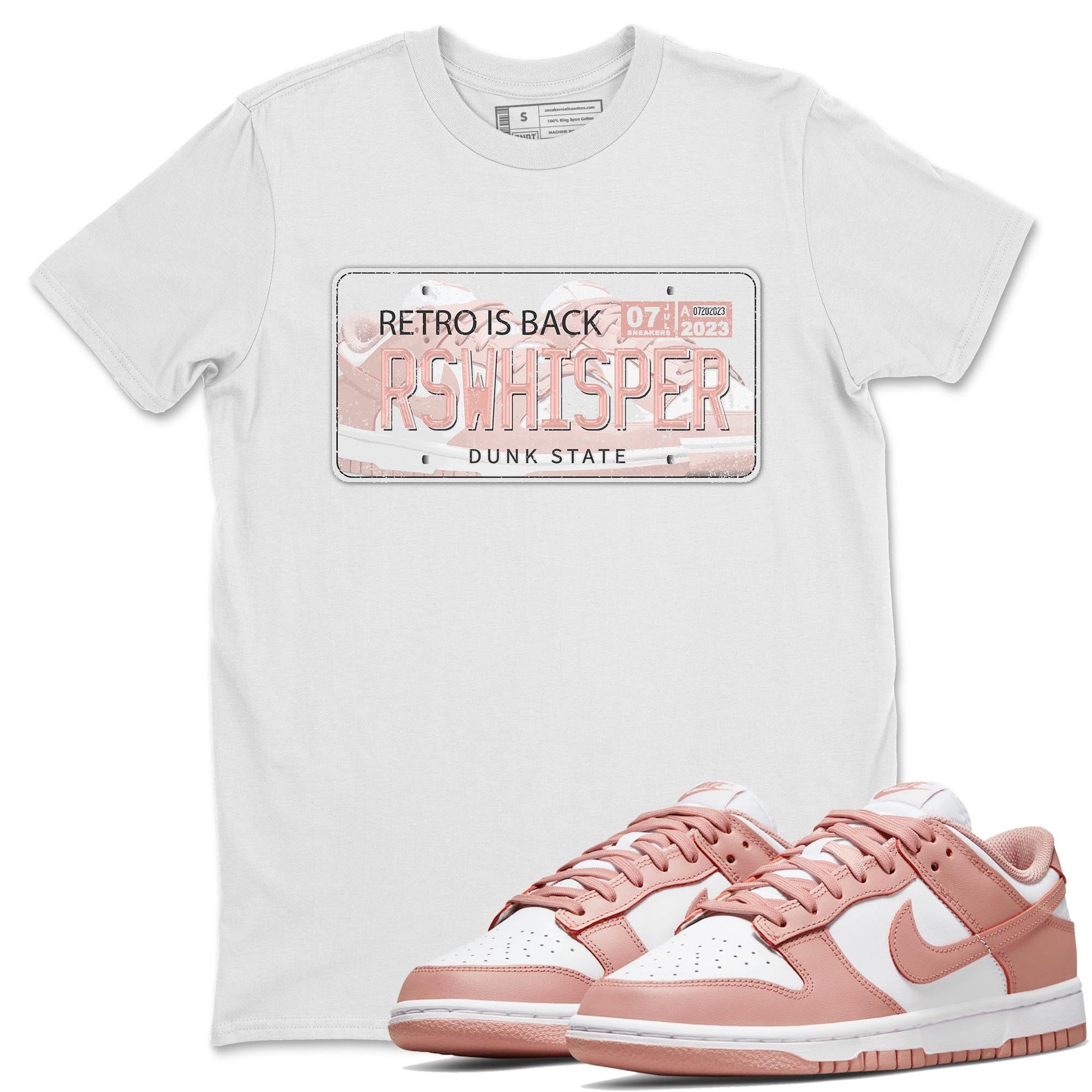 Nike Dunks Low Rose Whisper shirt to match jordans Jordan Plate sneaker tees Nike Dunk Rose Whisper SNRT Sneaker Release Tees Unisex White 1 T-Shirt