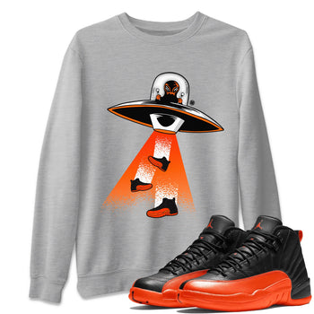Air Jordan 12 Brilliant Orange Sneaker Match Tees Alien Thief Sneaker Tees 12s Brilliant Orange Tee Unisex Shirts Heather Grey 1