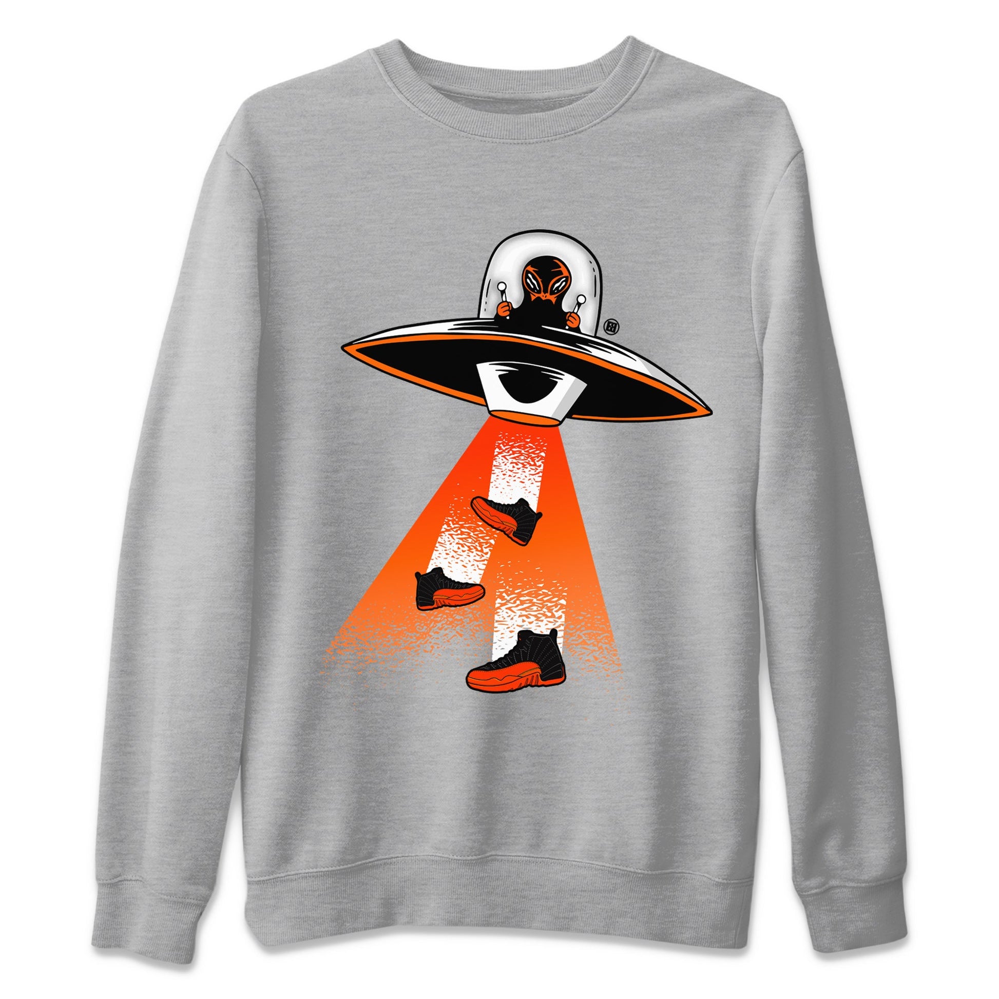 Air Jordan 12 Brilliant Orange Sneaker Match Tees Alien Thief Sneaker Tees 12s Brilliant Orange Tee Unisex Shirts Heather Grey 2