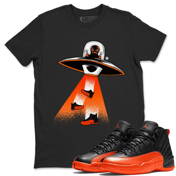Air Jordan 12 Brilliant Orange Sneaker Match Tees Alien Thief Sneaker Tees 12s Brilliant Orange Tee Unisex Shirts Black 1