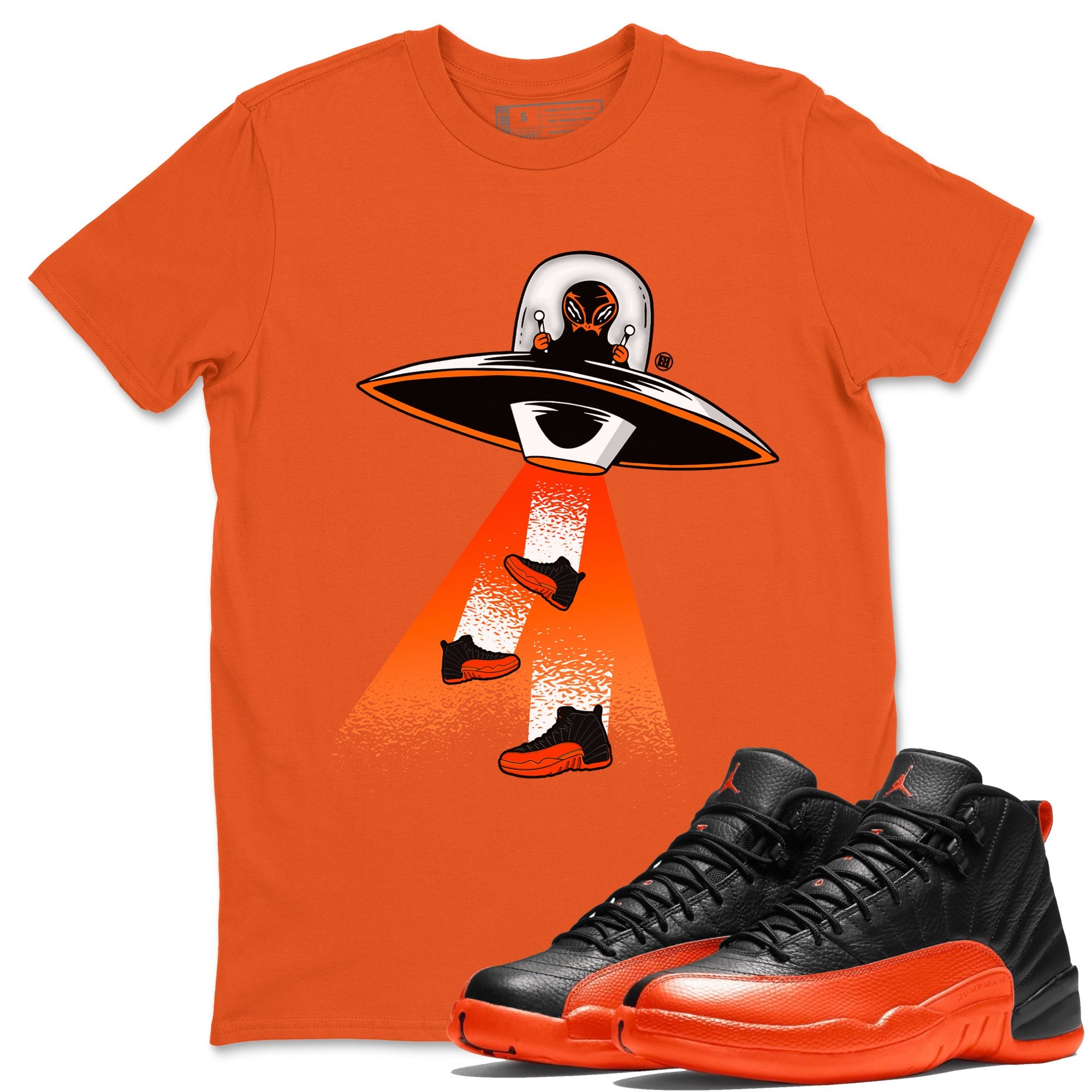 Air Jordan 12 Brilliant Orange Sneaker Match Tees Alien Thief Sneaker Tees 12s Brilliant Orange Tee Unisex Shirts Orange 1