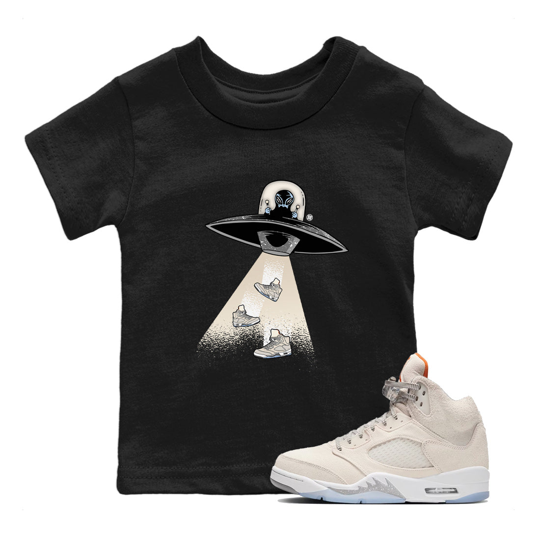 Air Jordan 5 Craft Sneaker Match Tees Alien Thief Sneaker Tees 5s Craft Sneaker Tees Kids Shirts Black 1