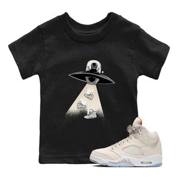 Air Jordan 5 Craft Sneaker Match Tees Alien Thief Sneaker Tees 5s Craft Sneaker Tees Kids Shirts Black 1