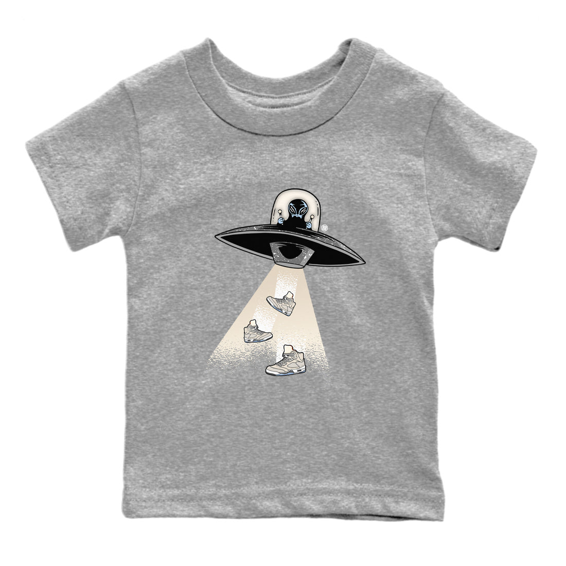 Air Jordan 5 Craft Sneaker Match Tees Alien Thief Sneaker Tees 5s Craft Sneaker Tees Kids Shirts Heather Grey 2