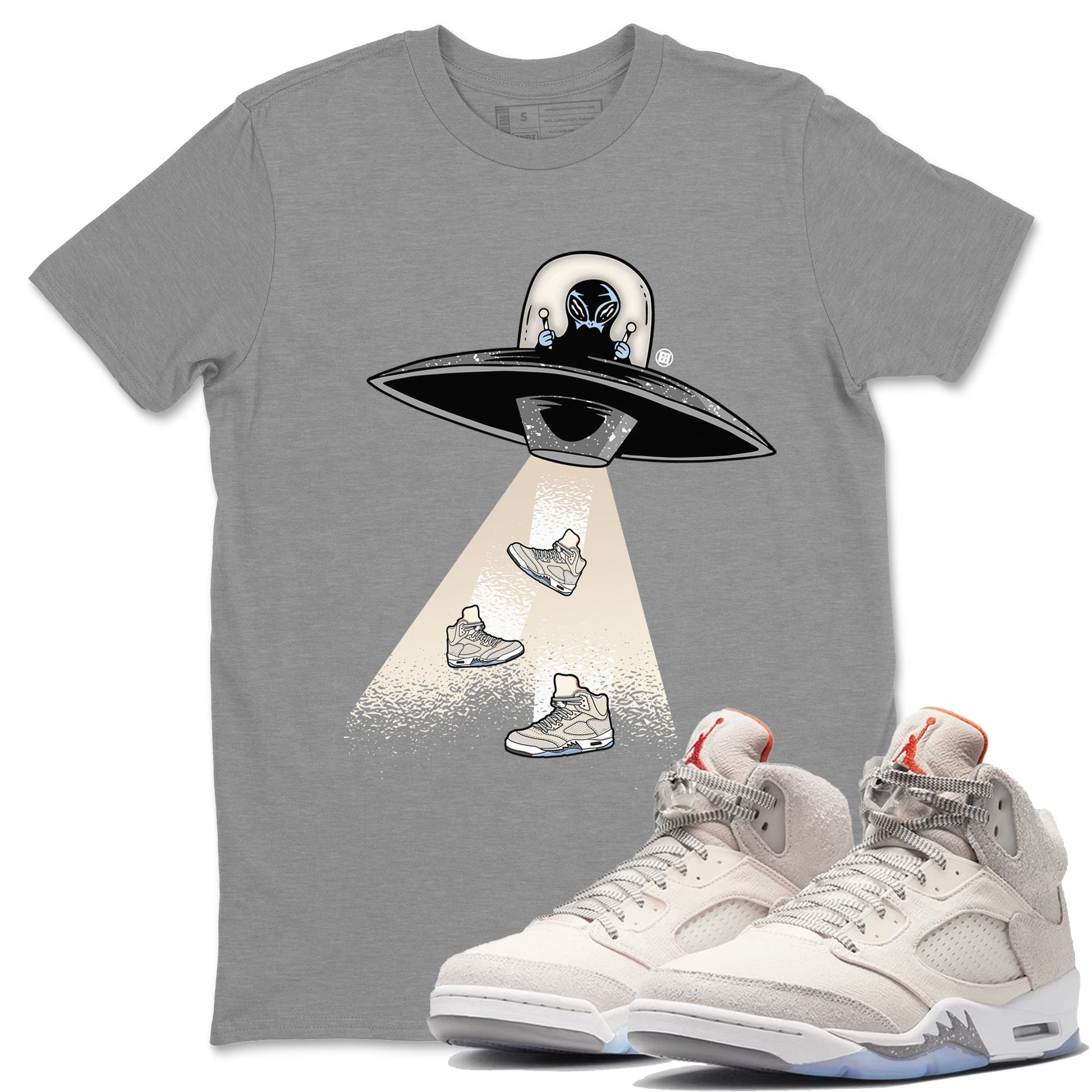 Air Jordan 5 Craft Sneaker Match Tees Alien Thief Sneaker Tees 5s Craft Sneaker Tees Unisex Shirts Heather Grey 1