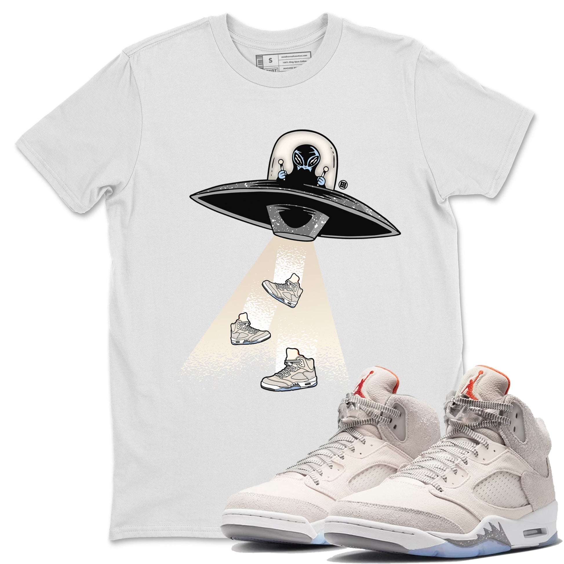 Air Jordan 5 Craft Sneaker Match Tees Alien Thief Sneaker Tees 5s Craft Sneaker Tees Unisex Shirts White 1