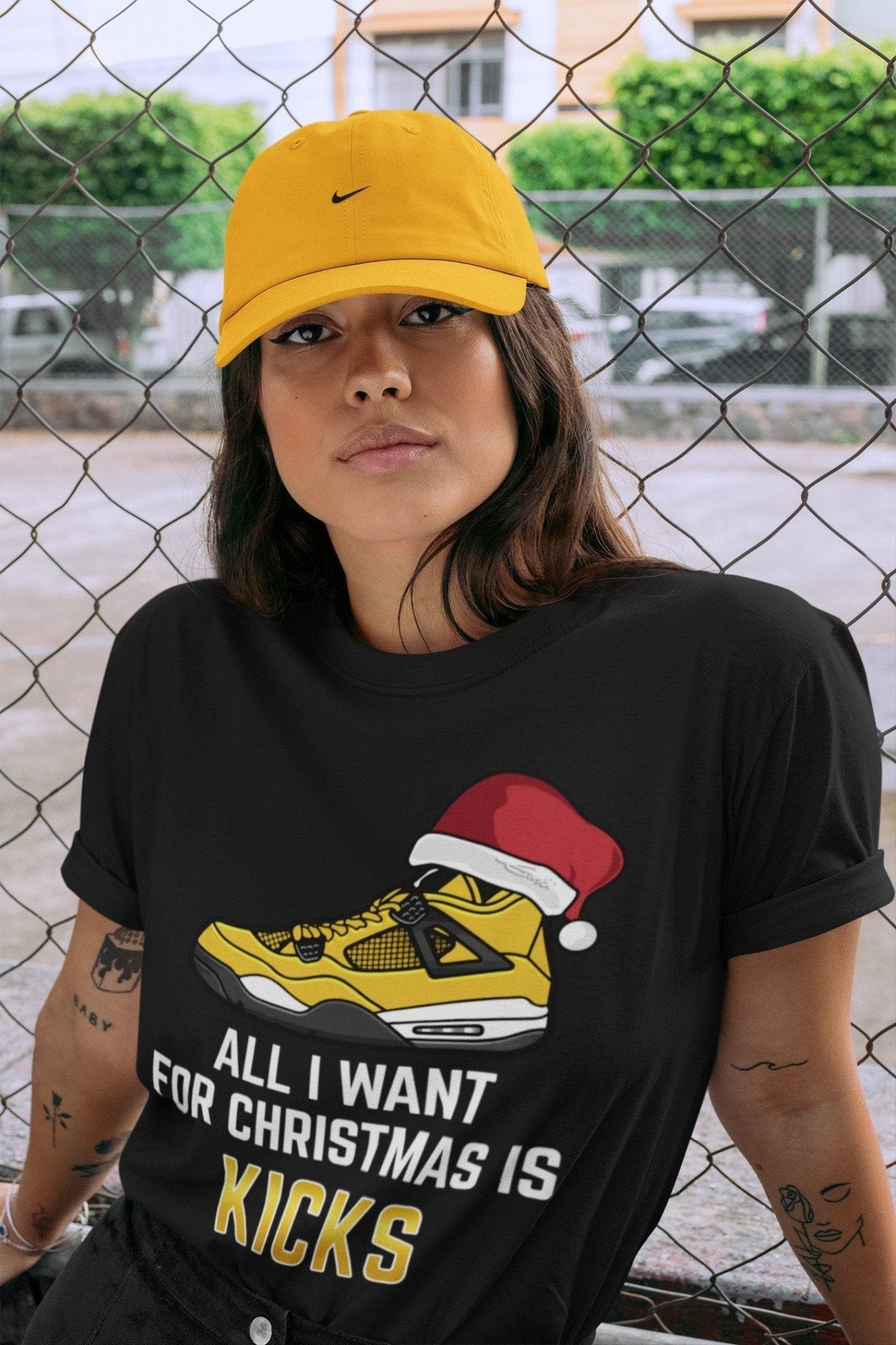 Jordan 4 Lightning Sneaker Match Tees All I Want For Christmas Sneaker Tees Jordan 4 Lightning Sneaker Release Tees Unisex Shirts