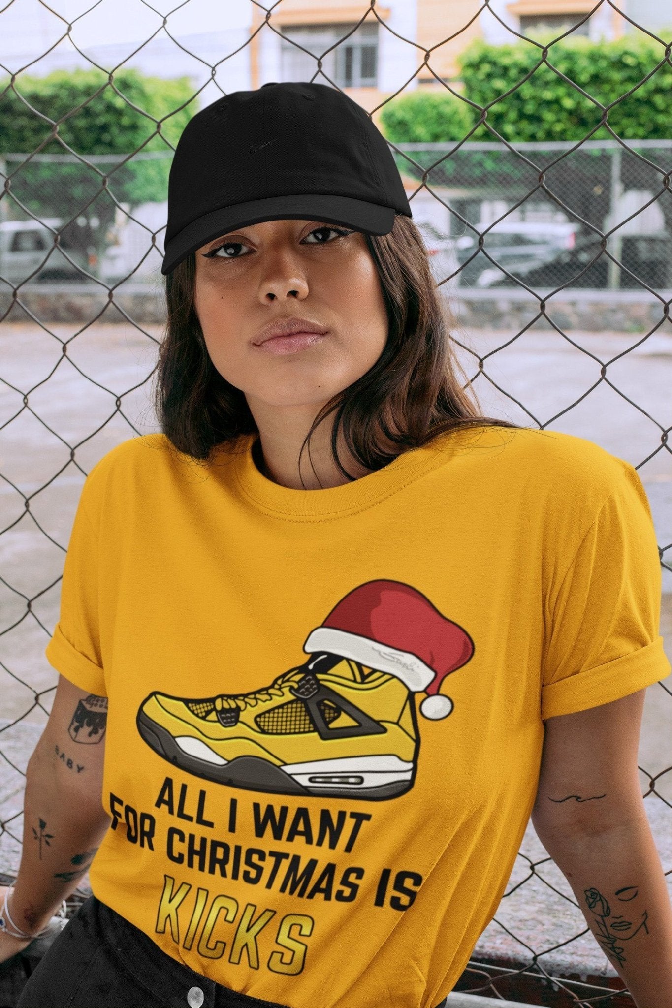 Jordan 4 Lightning Sneaker Match Tees All I Want For Christmas Sneaker Tees Jordan 4 Lightning Sneaker Release Tees Unisex Shirts