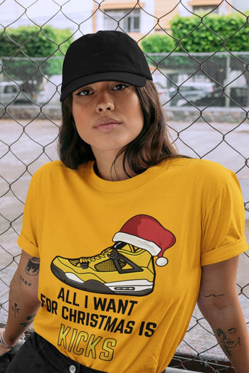 Jordan 4 Lightning Sneaker Match Tees All I Want For Christmas Sneaker Tees Jordan 4 Lightning Sneaker Release Tees Unisex Shirts