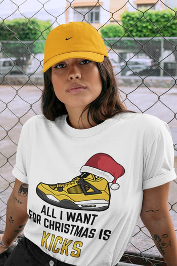 Jordan 4 Lightning Sneaker Match Tees All I Want For Christmas Sneaker Tees Jordan 4 Lightning Sneaker Release Tees Unisex Shirts