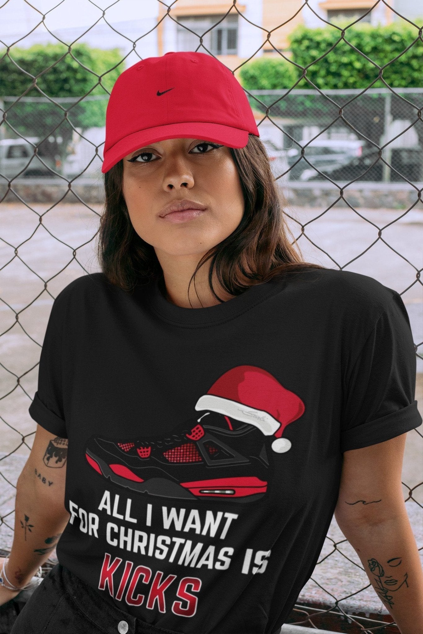 Jordan 4 Red Thunder Sneaker Match Tees All I Want For Christmas Sneaker Tees Jordan 4 Red Thunder Sneaker Release Tees Unisex Shirts