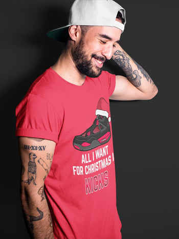 Jordan 4 Red Thunder Sneaker Match Tees All I Want For Christmas Sneaker Tees Jordan 4 Red Thunder Sneaker Release Tees Unisex Shirts