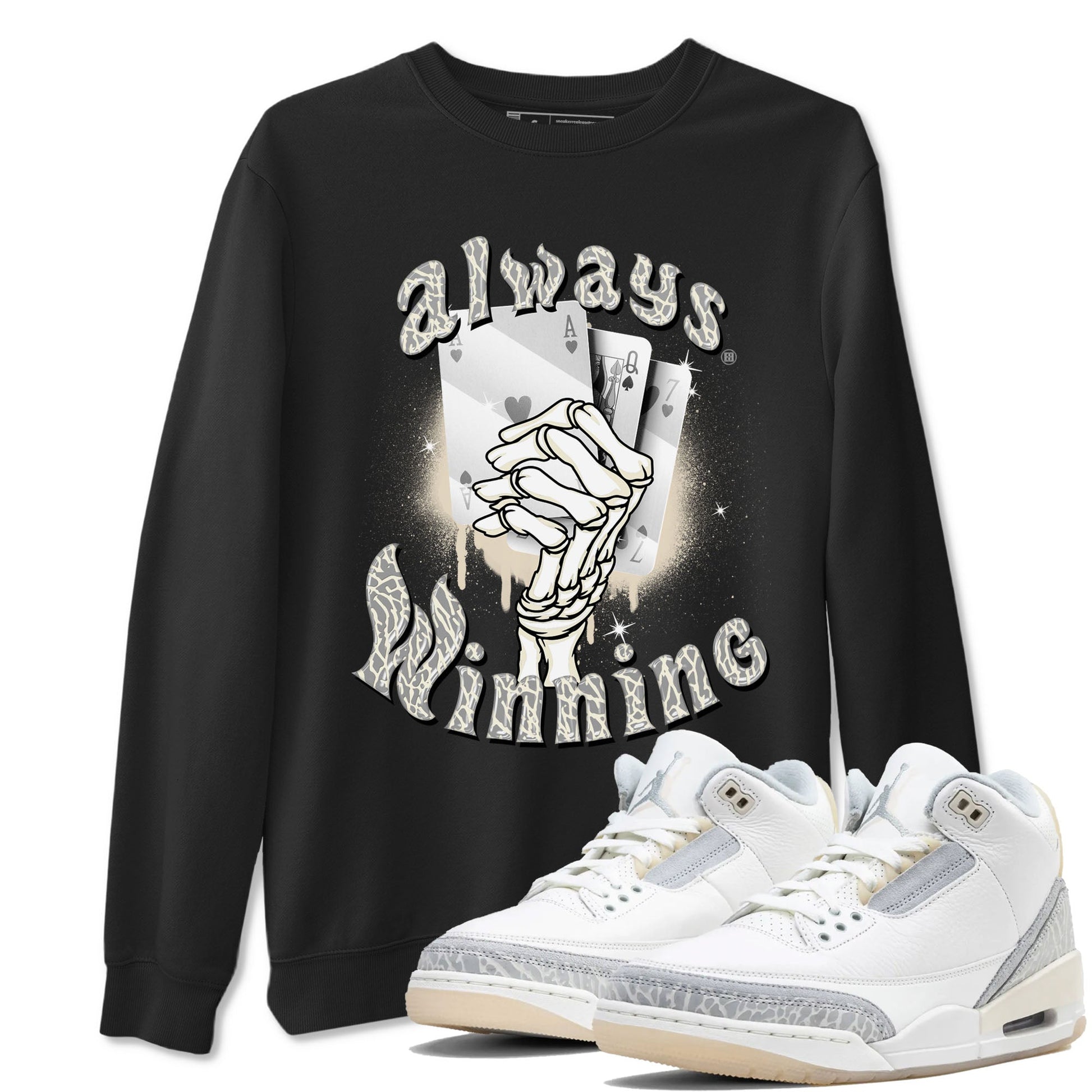 Air Jordan 3 Craft Ivory shirt to match jordans Always Winning sneaker tees 3s Ivory SNRT Sneaker Release Tees unisex cotton Black 1 crew neck shirt