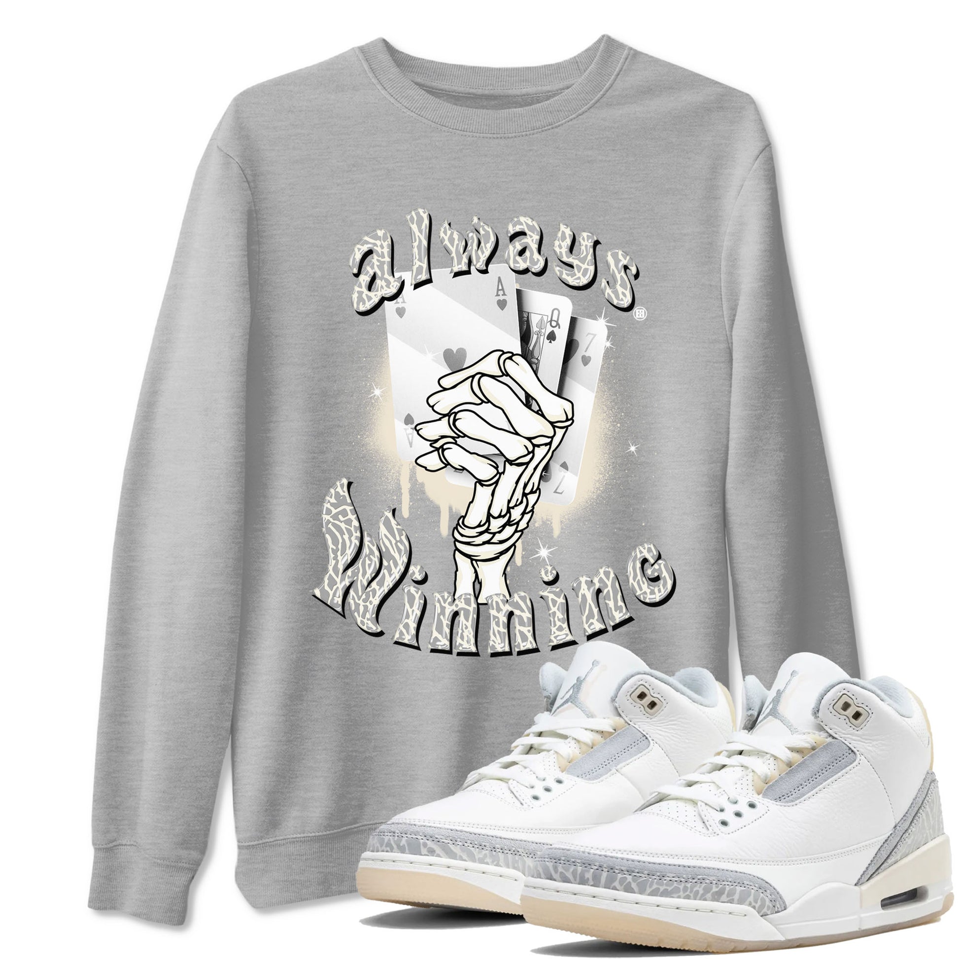 Air Jordan 3 Craft Ivory shirt to match jordans Always Winning sneaker tees 3s Ivory SNRT Sneaker Release Tees unisex cotton Heather Grey 1 crew neck shirt