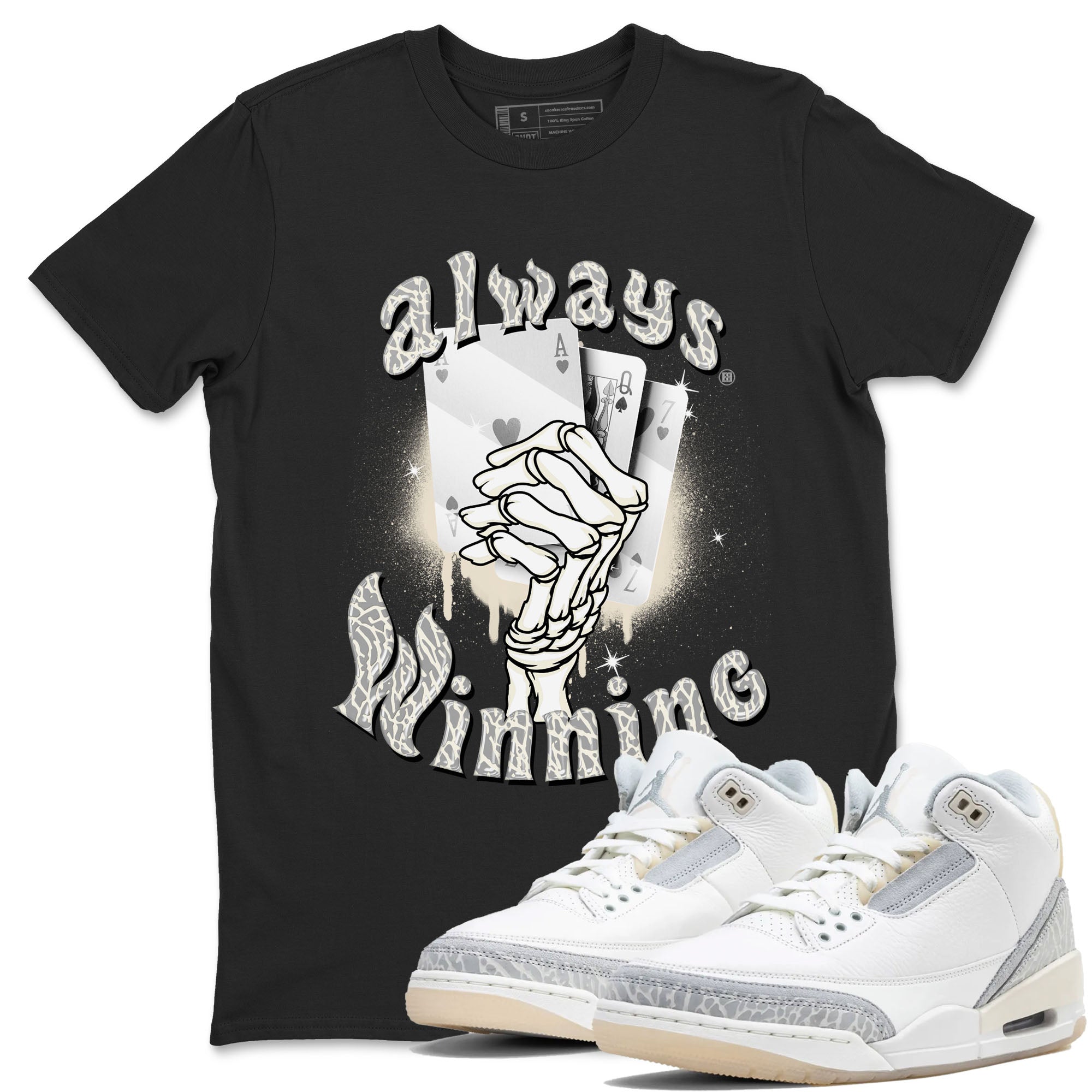 Air Jordan 3 Craft Ivory shirt to match jordans Always Winning sneaker tees 3s Ivory SNRT Sneaker Release Tees unisex cotton Black 1 crew neck shirt